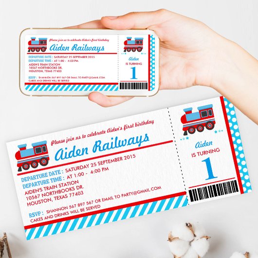 Train Embarquement Pass Invitation de fête d'anniv