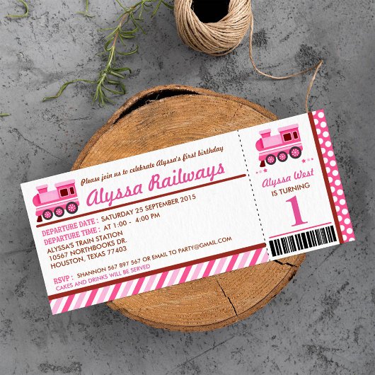 Train Embarquement Pass Invitation de fête d'anniv