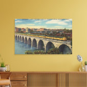 Train- en oversteekbrug canvas afdruk (Insitu (Woonkamer))