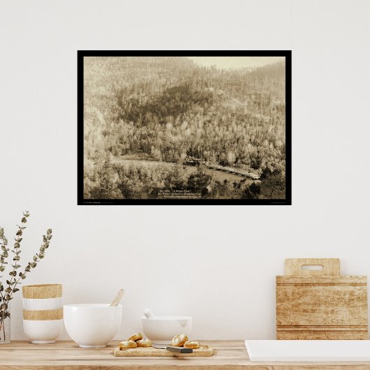 Train Engine bij Black Hills SD WY 1890 Poster (Keuken)