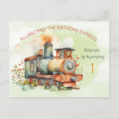 Train Engine Boy 1st. Carte postale Invitation ann (Devant)