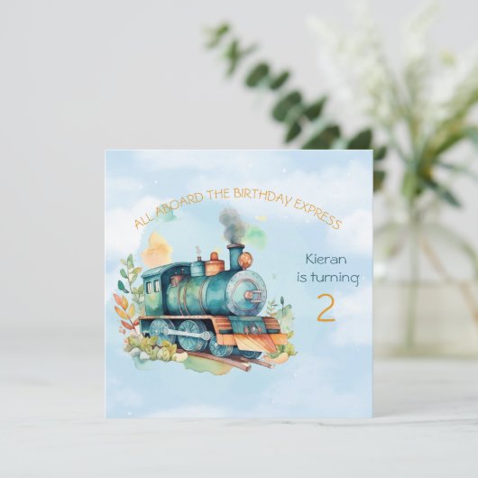 Train Engine Boy 2nd. Invitation d'anniversaire (Debout devant)