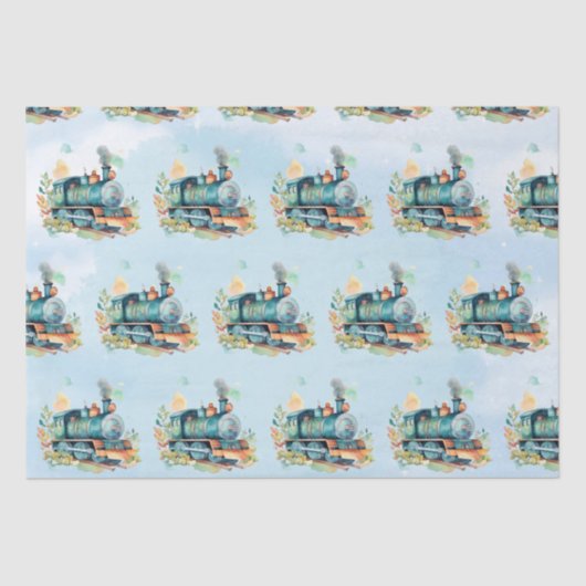 Train Engine Boy Birthday Tissuepapier (Voorkant)