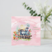 Train Engine Girl 2e Invitation anniversaire (Debout devant)
