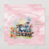 Train Engine Girl 2e verjaardag Kaart (Voorkant / Achterkant)