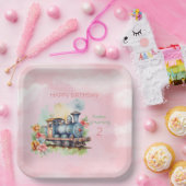 Train Engine Girl 2e verjaardag Papieren Bordje (Feest)