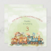 Train Engine Girl 3e uitnodiging (Voorkant / Achterkant)