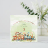 Train Engine Girl 3e uitnodiging (Staand voorkant)