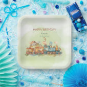 Train Engine Girl 3e verjaardag Papieren Bordje (Feest)