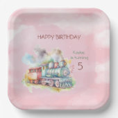Train Engine Girl 5th Birthday Papieren Bordje (Voorkant)