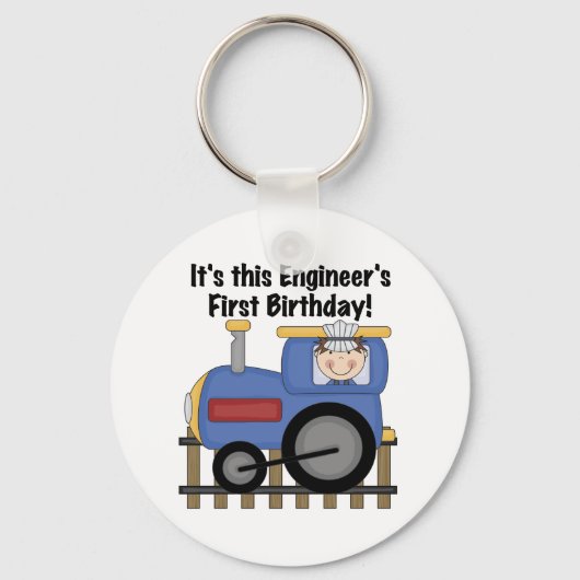 Train Engineer 1st Birthday Tshirts en geschenken Sleutelhanger (Voorkant)