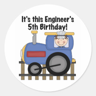 Train Engineer 5th Birthday-overhemden en cadeautj Ronde Sticker