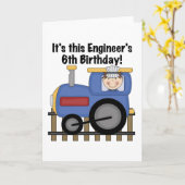 Train Engineer 6th Birthday Tshirts en cadeautjes Kaart (Gele Bloem)