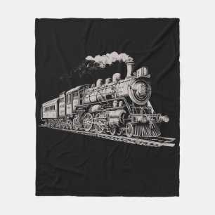Train  Grafisch Ontwerp Schets Retro Stoom Fleece Deken