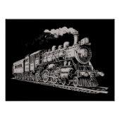 Train  Grafisch Ontwerp Schets Retro Stoom Perfect Poster (Voorkant)