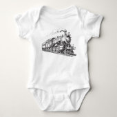Train  Grafisch Ontwerp Schets Retro Stoom Romper (Voorkant)