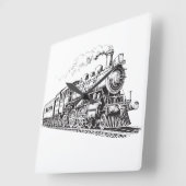 Train  Grafisch Ontwerp Schets Retro Stoom Vierkante Klok (Hoek)