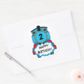 Train Happy Birthday round Sticker (Envelop)