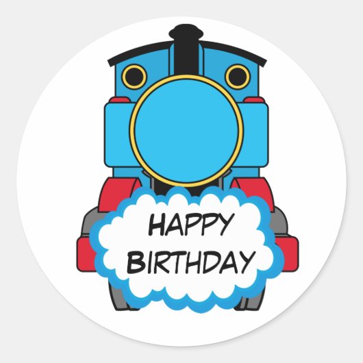 Train Happy Birthday round Sticker (Devant)