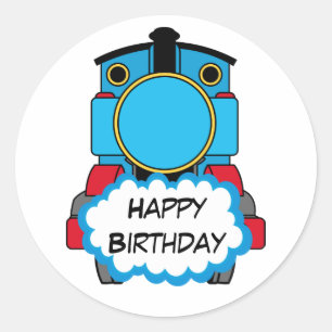 Train Happy Birthday round Sticker