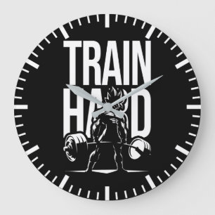 Train Hard - Anime Gym Workout Fitness Motivatie Grote Klok