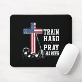 Train Hard, Bid Harder Christelijke Workout Patrio Muismat (Met muis)