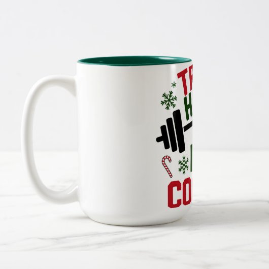 Train Hard Eat Cookies Funny Christmas Gym Mug Tweekleurige Koffiemok (Links)