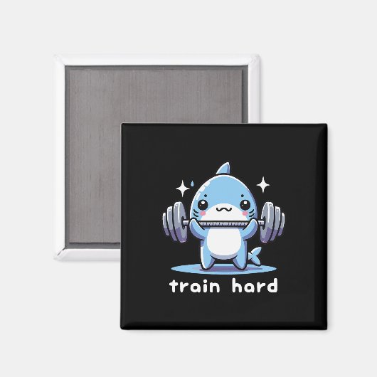 Train Hard Funny Shark Lifting Gewichten Dumbbells Magneet (Voorkant / Achterkant)
