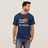 Train Hard Play Harder Basketball TShirt Navy Blue (Devant entier)