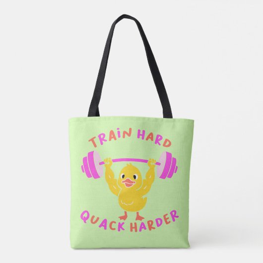 Train Hard Quack Harder Funny Duck Weightlifting  Draagtas (Achterkant)