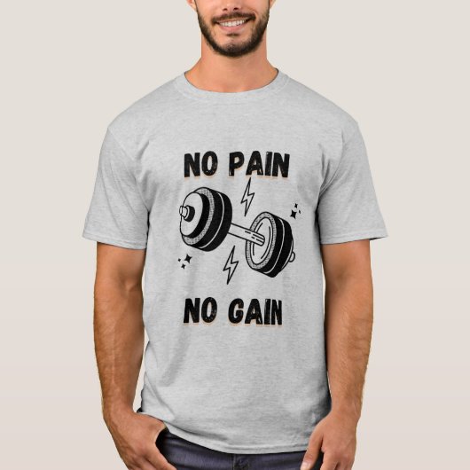 Train Hard Tee - No Pain No Gain Statement T-shirt (Devant)