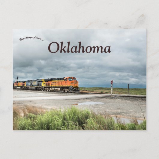 Train in Oklahoma on a Cloudy Day Briefkaart (Voorkant)