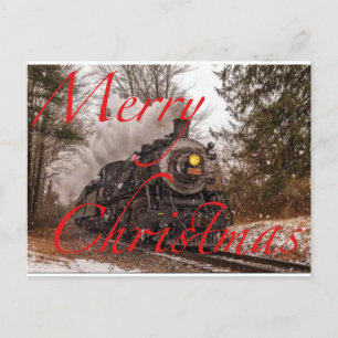 Train in Snow Merry Kerstmis Aankondigingskaart