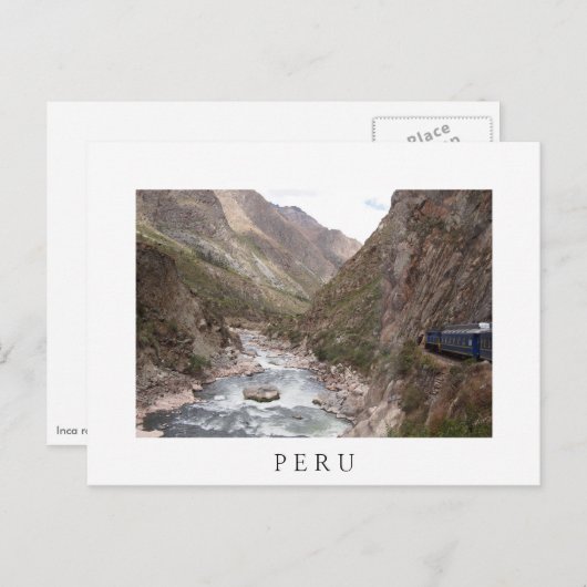 Train Inca vers Machu Picchu carte postale blanche (Devant / Derrière)