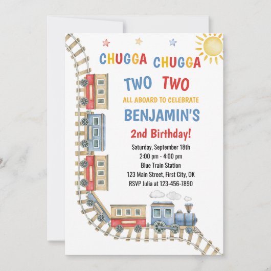 Train Invitation d'anniversaire Chugga Choo Boy Bl (Devant)