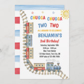 Train Invitation d'anniversaire Chugga Choo Boy Bl (Devant / Derrière)