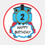 Train Joyeux Anniversaire autocollant rond (Devant)