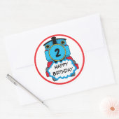 Train Joyeux Anniversaire autocollant rond (Enveloppe)