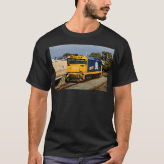 Train locomotiefmotor blauwe amp geel 1 t-shirt