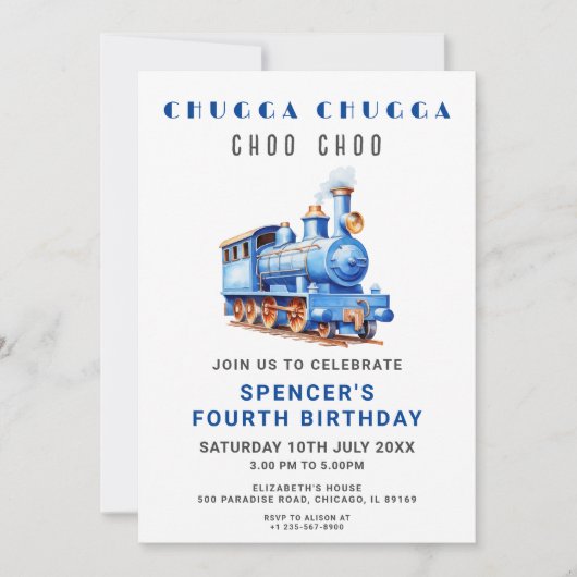 Train modifiable Anniversaire Invitation Train Ave (Devant)