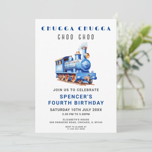 Train modifiable Anniversaire Invitation Train Ave (Debout devant)