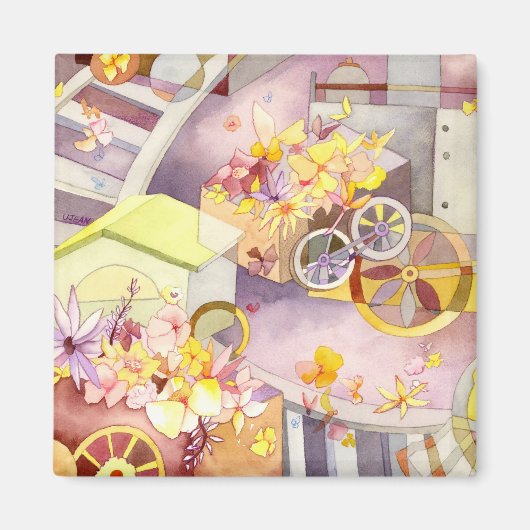 Train of Flowers Magnet Magneet (Voorkant)