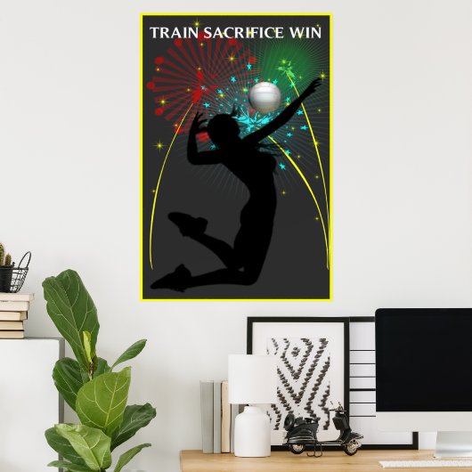 Train Offe Win Volleyball Poster (Thuiskantoor)