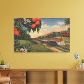 Train - Oranje speciaal bloesem Canvas Afdruk (Insitu (Woonkamer))