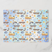 Train Party Animals Kind Oerwoud Birthday Party Go Folie Uitnodiging (Achterkant)