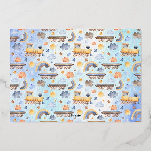 Train Party Animals Kind Oerwoud Birthday Party Go Folie Uitnodiging (Achterkant)