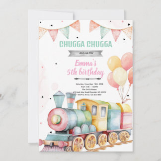 Train party girl invitation kaart