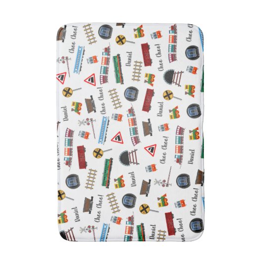 Train Pattern Little Boy First Name Choo Kinder Badmat (Voorkant Verticaal)