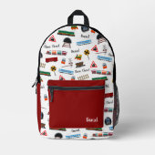 Train Pattern Little Boy First Name Choo Kinder Bedrukte Rugzak (Voorkant)