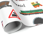 Train Pattern Little Boy First Name Choo Kinder Cadeaupapier (Rol Hoek)